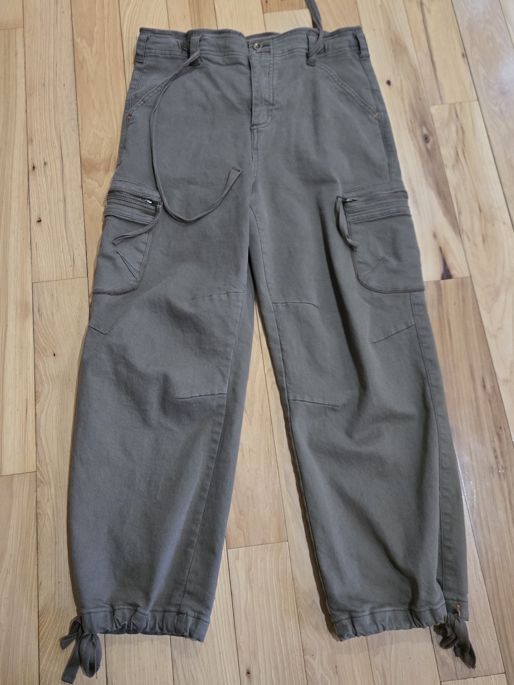 easel Olive Green Cargo Pants with Drawstring Ankles